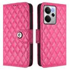 For Realme 14 5G Global / P3 5G India Rhombic Texture Flip Leather Phone Case with Lanyard(Rose Red) - 2