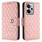 For Realme 14 5G Global / P3 5G India Rhombic Texture Flip Leather Phone Case with Lanyard(Coral Pink) - 2