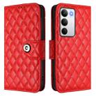 For Realme C71 4G Global Rhombic Texture Flip Leather Phone Case with Lanyard(Red) - 2