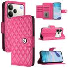 For Realme P4 5G Rhombic Texture Flip Leather Phone Case with Lanyard(Rose Red) - 1