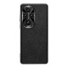 For Honor 200 Pro Silver Edge Cross Texture PU Leather Phone Case(Black) - 1