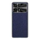 For Redmi K70 Silver Edge Cross Texture PU Leather Phone Case(Sapphire Blue) - 1