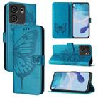 For BLU View 5 Embossed Butterfly Leather Phone Case(Blue) - 1