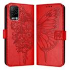 For BLU View 5 Pro Embossed Butterfly Leather Phone Case(Red) - 2