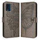 For BLU View Speed 5G Embossed Butterfly Leather Phone Case(Grey) - 2