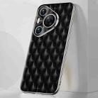 For Huawei Pura 70 Silver Edge Rhombic Texture PU Leather Phone Case(Black) - 1