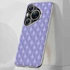 For Huawei Pura 70 Pro / 70 Pro+ Silver Edge Rhombic Texture PU Leather Phone Case(Purple) - 1