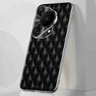 For Huawei Pura 70 Ultra Silver Edge Rhombic Texture PU Leather Phone Case(Black) - 1