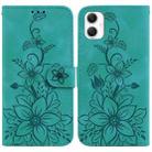 For Samsung Galaxy A06 4G Lily Embossed Leather Phone Case(Green) - 1