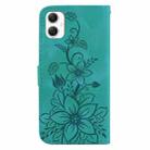 For Samsung Galaxy A06 4G Lily Embossed Leather Phone Case(Green) - 3