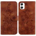 For Samsung Galaxy A06 4G Lily Embossed Leather Phone Case(Brown) - 1