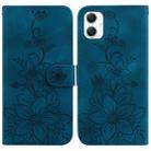 For Samsung Galaxy A06 4G Lily Embossed Leather Phone Case(Dark Blue) - 1