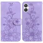 For Samsung Galaxy A25 5G / A25e JP Edition Lily Embossed Leather Phone Case(Purple) - 1