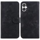 For Samsung Galaxy A25 5G / A25e JP Edition Lily Embossed Leather Phone Case(Black) - 1