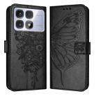 For Redmi K70 Ultra 5G Global Embossed Butterfly Leather Phone Case(Black) - 3