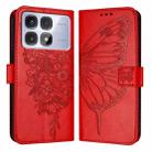 For Redmi K70 Ultra 5G Global Embossed Butterfly Leather Phone Case(Red) - 3