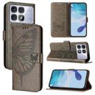 For Redmi K70 Ultra 5G Global Embossed Butterfly Leather Phone Case(Grey) - 1