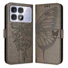 For Redmi K70 Ultra 5G Global Embossed Butterfly Leather Phone Case(Grey) - 3