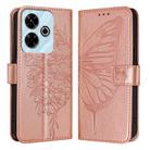 For Redmi 13 4G Embossed Butterfly Leather Phone Case(Rose Gold) - 2