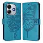 For Redmi Note 14 4G 163.25mm Embossed Butterfly Leather Phone Case(Blue) - 2