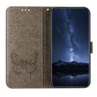 For Redmi Note 14 4G 163.25mm Embossed Butterfly Leather Phone Case(Grey) - 3