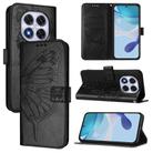For Redmi Note 14 Pro 4G Embossed Butterfly Leather Phone Case(Black) - 1