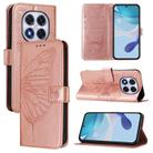For Redmi Note 14 Pro 4G Embossed Butterfly Leather Phone Case(Rose Gold) - 1