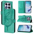 For Redmi Note 14 Pro 4G Embossed Butterfly Leather Phone Case(Green) - 1