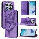 For Redmi Note 14 Pro 4G Embossed Butterfly Leather Phone Case(Light Purple) - 1