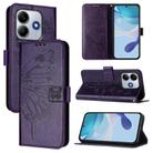 For Redmi Note 14 5G Global Embossed Butterfly Leather Phone Case(Dark Purple) - 1