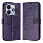 For Redmi Note 14 5G Global Embossed Butterfly Leather Phone Case(Dark Purple) - 2