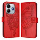 For Redmi Note 14 5G Global Embossed Butterfly Leather Phone Case(Red) - 2