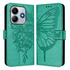 For Redmi Note 14 5G Global Embossed Butterfly Leather Phone Case(Green) - 2