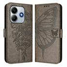 For Redmi Note 14 5G Global Embossed Butterfly Leather Phone Case(Grey) - 2
