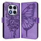 For Redmi Note 14 Pro 5G Global Embossed Butterfly Leather Phone Case(Light Purple) - 2