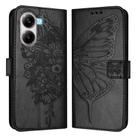 For Redmi Turbo 4 Embossed Butterfly Leather Phone Case(Black) - 2