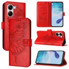 For Redmi Turbo 4 Embossed Butterfly Leather Phone Case(Red) - 1