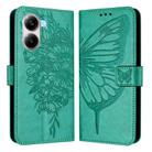 For Redmi Turbo 4 Embossed Butterfly Leather Phone Case(Green) - 2