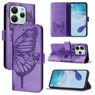 For Redmi Note 14 4G EU 164.84mm Embossed Butterfly Leather Phone Case(Light Purple) - 1