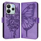 For Redmi Note 14 4G EU 164.84mm Embossed Butterfly Leather Phone Case(Light Purple) - 2