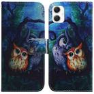 For Samsung Galaxy A06 4G Coloured Drawing Flip Leather Phone Case(Oil Painting Owl) - 1