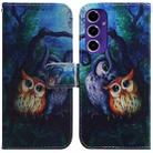 For Samsung Galaxy A16 5G Coloured Drawing Flip Leather Phone Case(Oil Painting Owl) - 1
