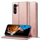 For Samsung Galaxy S25+ 5G LC.IMEEKE Strong Magnetism Microfiber Leather Phone Case(Rose Gold) - 1