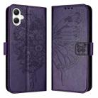 For Samsung Galaxy A06 4G Embossed Butterfly Leather Phone Case(Dark Purple) - 3
