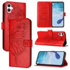 For Samsung Galaxy A06 4G Embossed Butterfly Leather Phone Case(Red) - 1