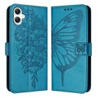 For Samsung Galaxy A06 4G Embossed Butterfly Leather Phone Case(Blue) - 3