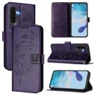For Samsung Galaxy A56 5G Global Embossed Butterfly Leather Phone Case(Dark Purple) - 1