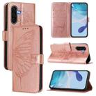 For Samsung Galaxy A56 5G Global Embossed Butterfly Leather Phone Case(Rose Gold) - 1