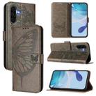 For Samsung Galaxy A56 5G Global Embossed Butterfly Leather Phone Case(Grey) - 1