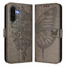 For Samsung Galaxy A56 5G Global Embossed Butterfly Leather Phone Case(Grey) - 2